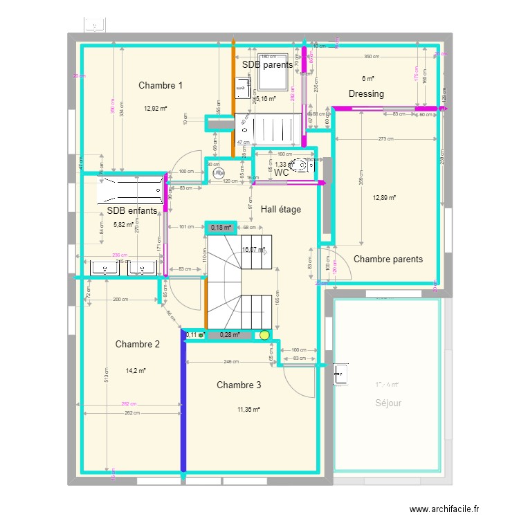 Ayes placo final - Plombier 3. Plan de 43 pièces et 196 m2