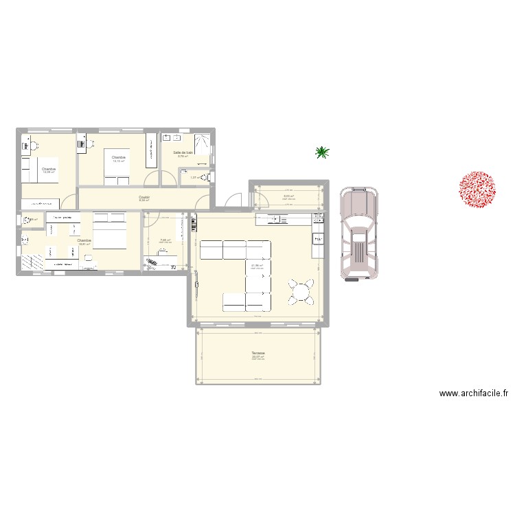 Maison V1. Plan de 11 pièces et 134 m2