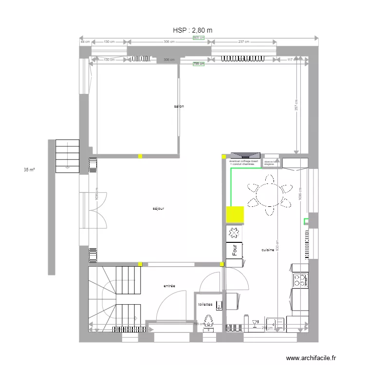 Enghien travaux rez de chauss&eacute;e 13 11 2020 variante cuisine. Plan de 