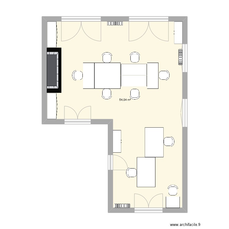 Bureau technique. Plan de 1 pièce et 55 m2