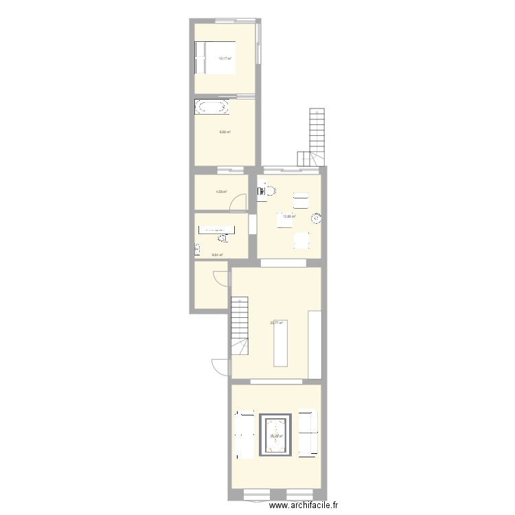 DEFACQ REZ. Plan de 7 pièces et 93 m2