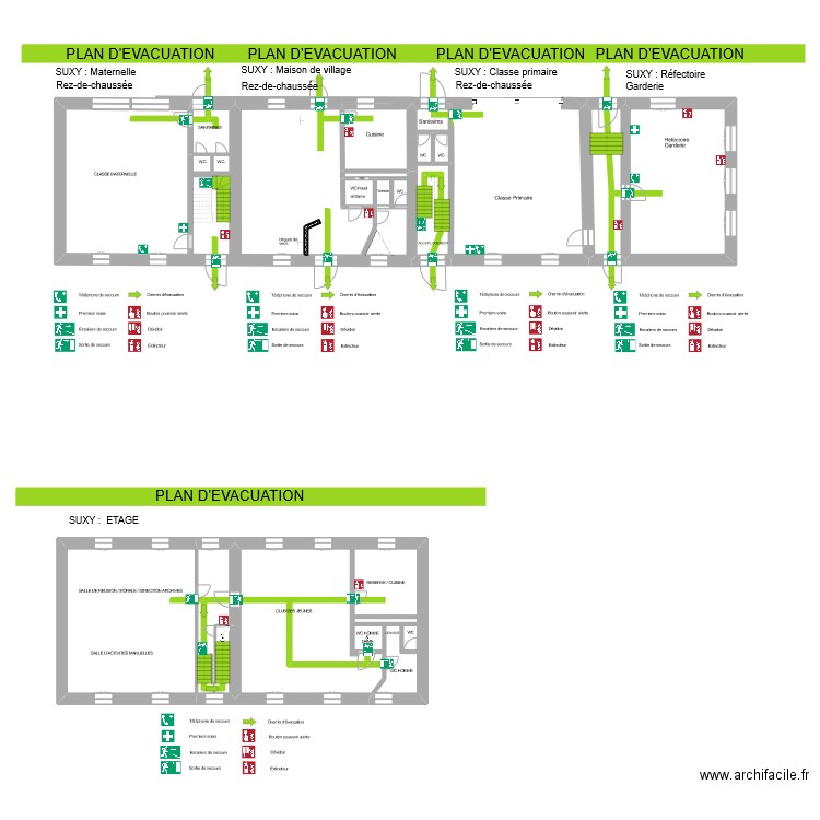 Ecole de Suxy. Plan de 8 pièces et 443 m2