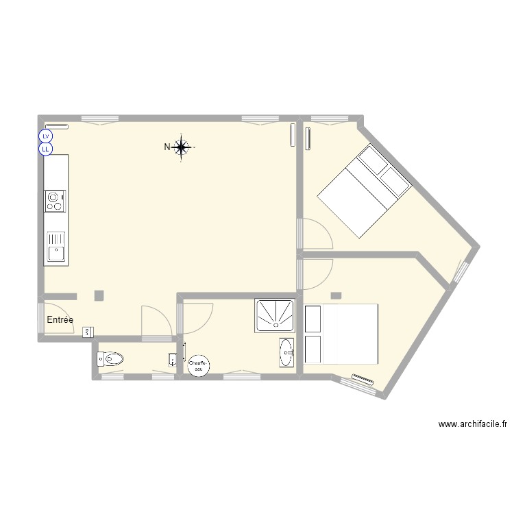 18 Augier. Plan de 5 pièces et 63 m2