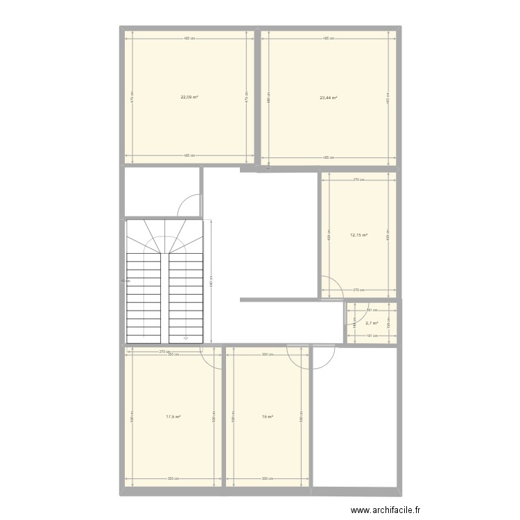 Etg1bis. Plan de 6 pièces et 93 m2