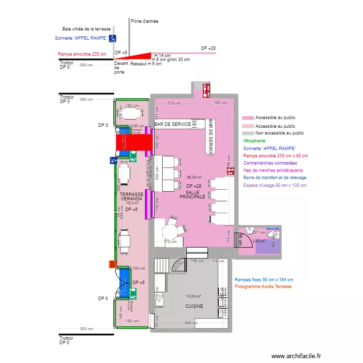 TATA THAI APRES TRAVAUX plan coupe. Plan de 