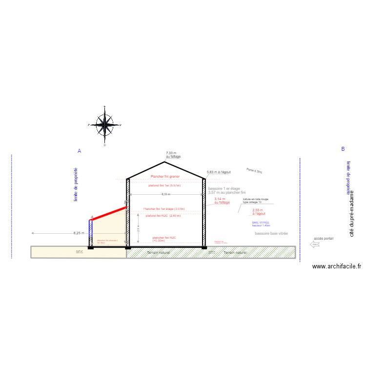 COUPE AB INITIAL N°2365258. Plan de 3 pièces et 32 m2