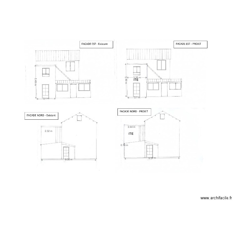 plan facade. Plan de 0 pièce et 0 m2