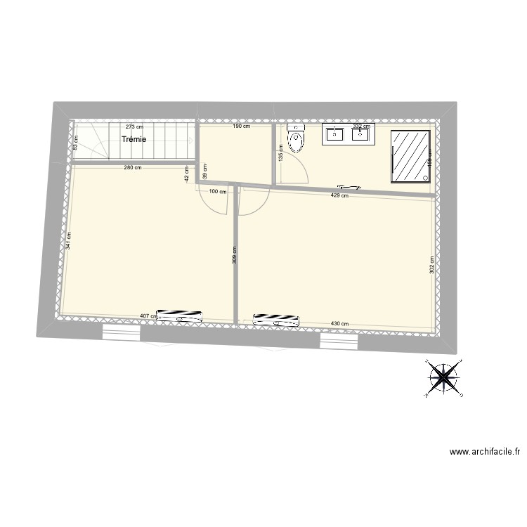 comberouger 5. Plan de 13 pièces et 73 m2