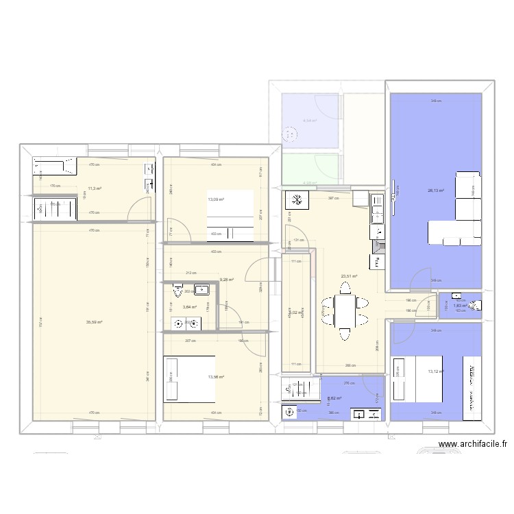 Henriville amenagement 5. Plan de 24 pièces et 338 m2