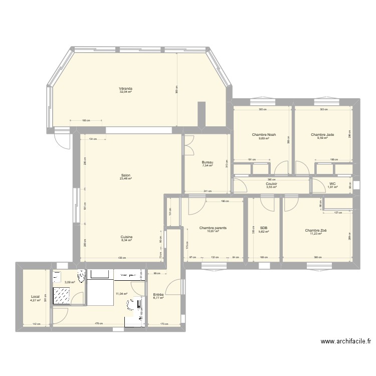 Maison Loroux Bottereau. Plan de 21 pièces et 153 m2