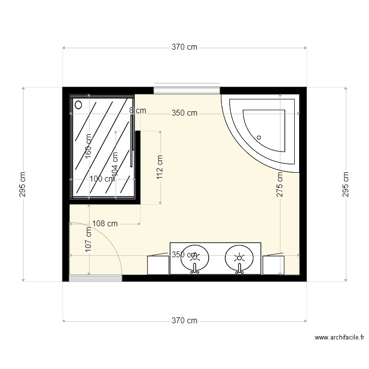 salle de bain. Plan de 1 pièce et 9 m2