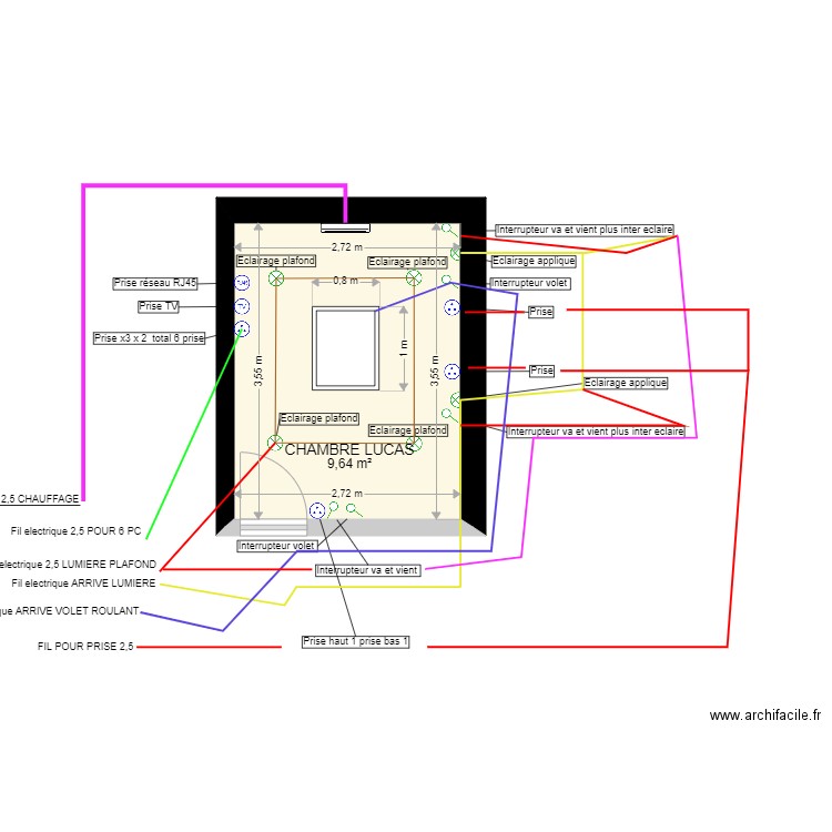 plan agrandissement ELECTRIQUE. Plan de 1 pièce et 10 m2