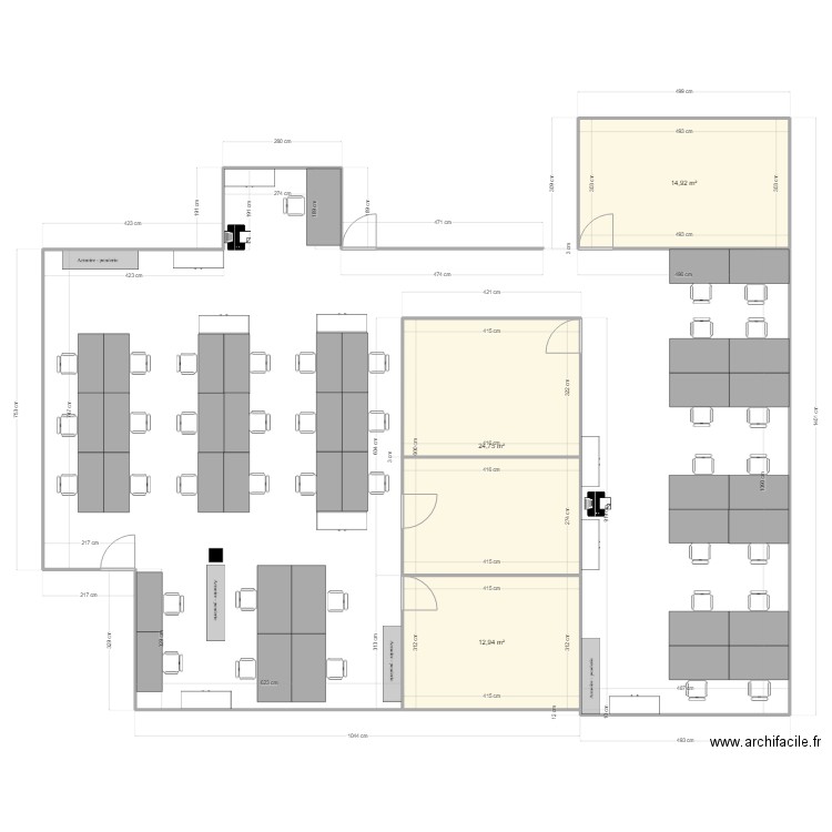 Dach554 RDC. Plan de 3 pièces et 53 m2