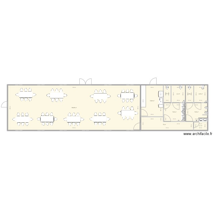 SALLE EN MODULAIRES ROSE DE FRANCE 09/01/2023. Plan de 7 pièces et 126 m2