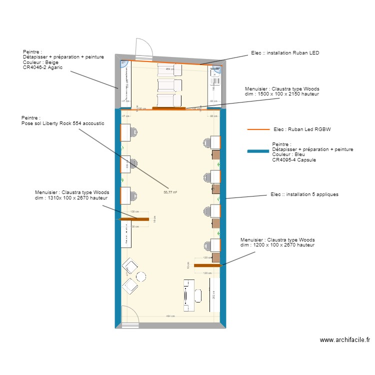 Salon coiffure Eyguieres. Plan de 1 pièce et 56 m2