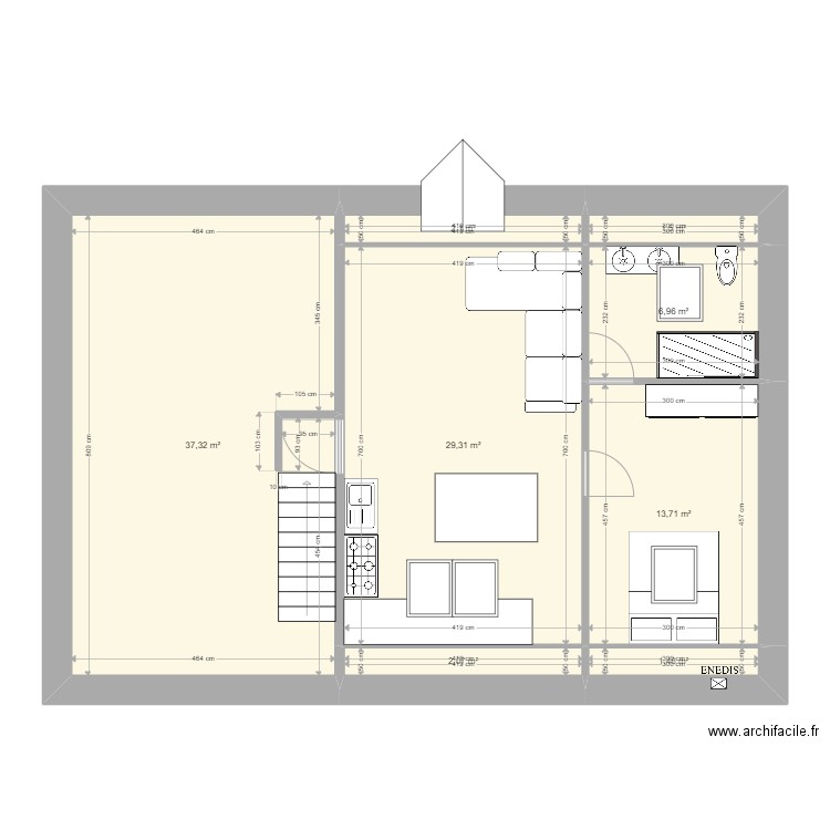 NEYRAT. Plan de 8 pièces et 94 m2