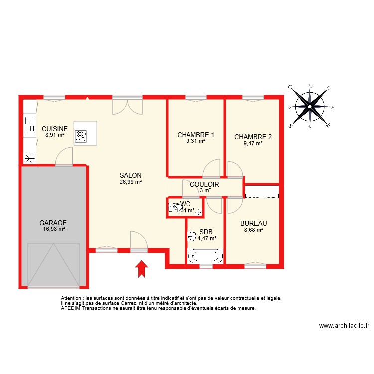 BI 7636 . Plan de 9 pièces et 89 m2