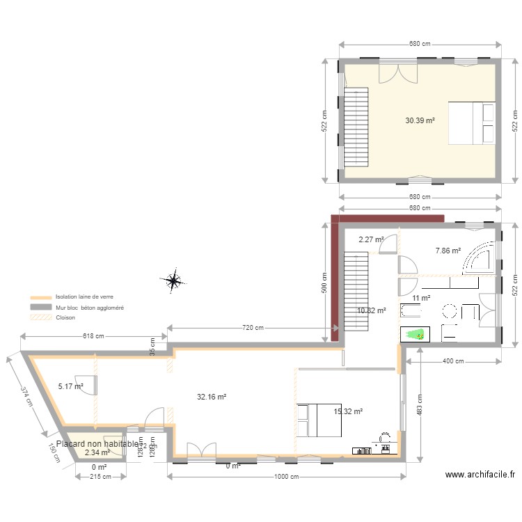 Plan de masse extension avec étage. Plan de 0 pièce et 0 m2