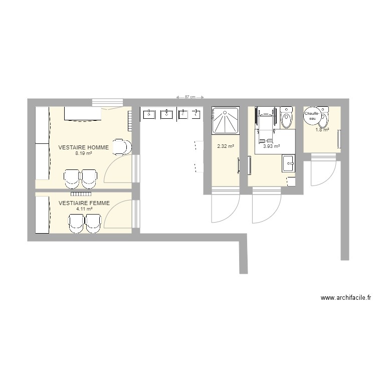 VESTIAIRE ET WC V1. Plan de 0 pièce et 0 m2