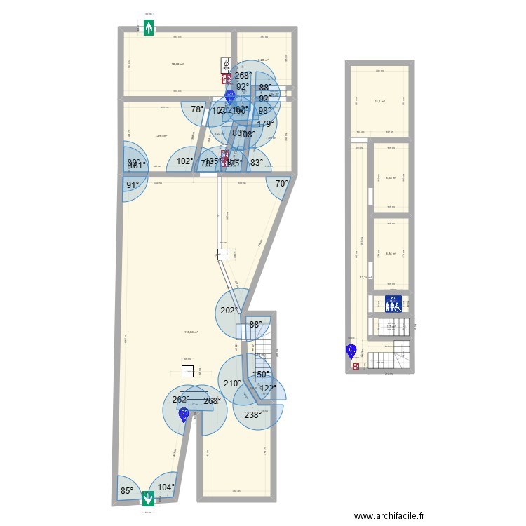 iung. Plan de 15 pièces et 216 m2