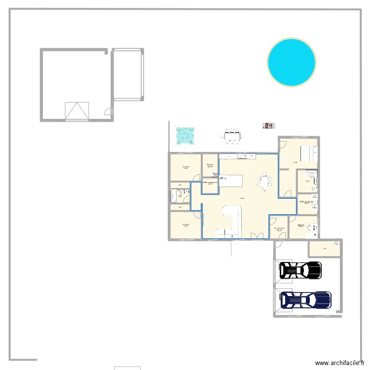 Ch. de la rivière. Plan de 14 pièces et 180 m2
