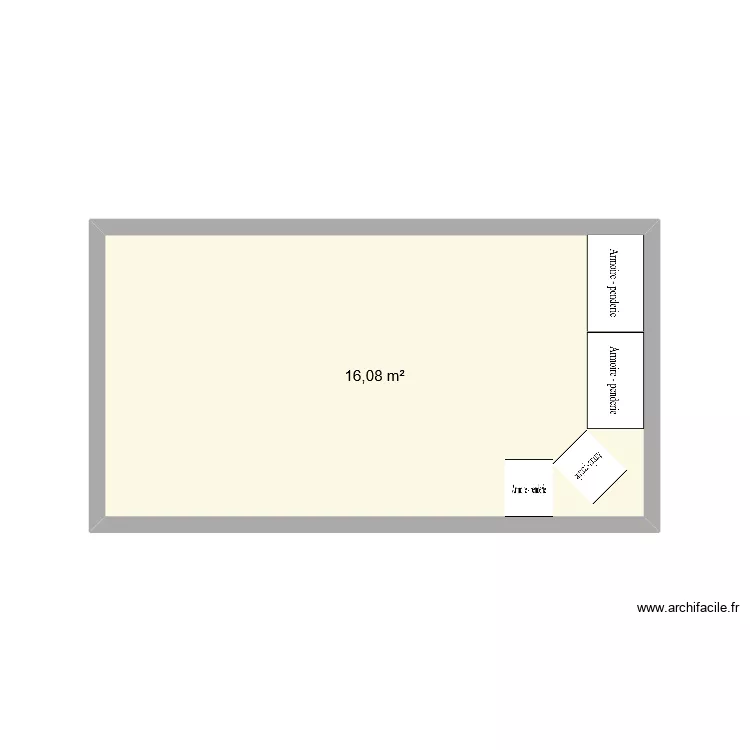 chambre parents avec placards. Plan de 1  et 16 m²