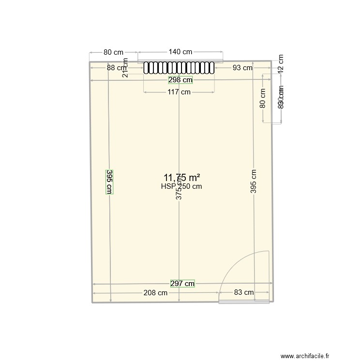 Plan de la pièce dressing. Plan de 1 pièce et 12 m2