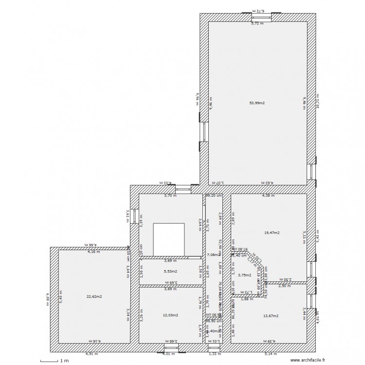 maison avec cloison. Plan de 0 pièce et 0 m2