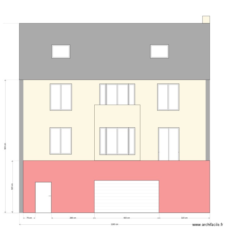 Plan Façade Est Modifié. Plan de 0 pièce et 0 m2