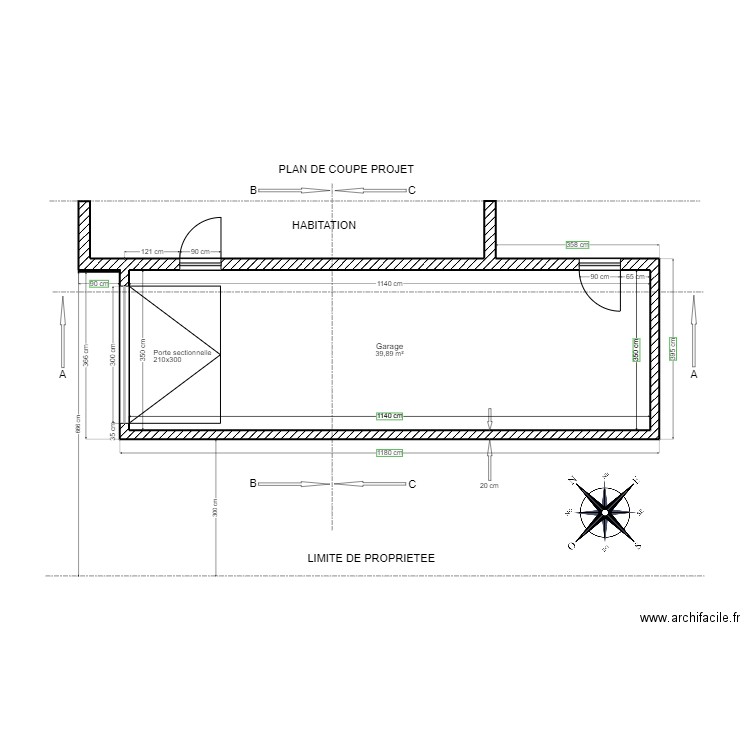 Plan garage / Projet. Plan de 1 pièce et 40 m2