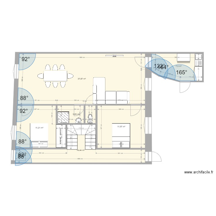 rdc nov 2021. Plan de 6 pièces et 87 m2