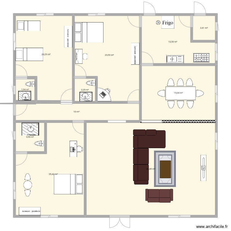 Plan De Maison 3 Chambres Salon Cuisine Pdfnull