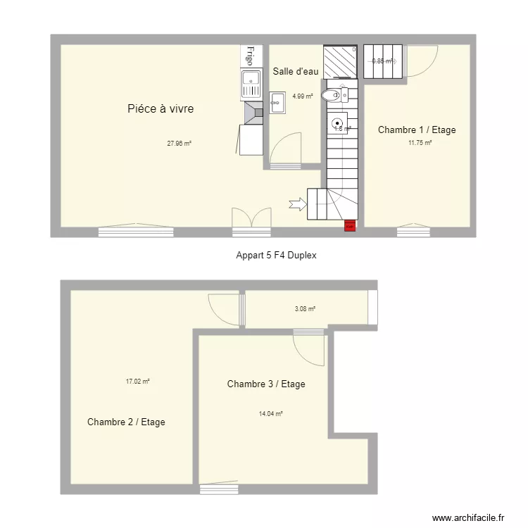 Appartement F4 Duplex. Plan de Appartement F4 Duplex. Plan de