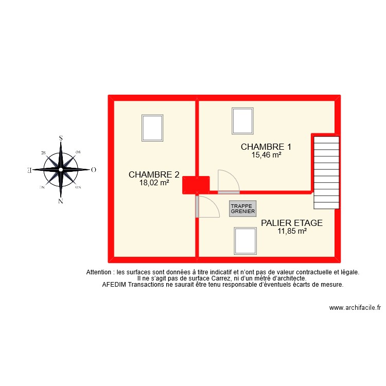 BI 8886 ETAGE 2 ef. Plan de 6 pièces et 48 m2