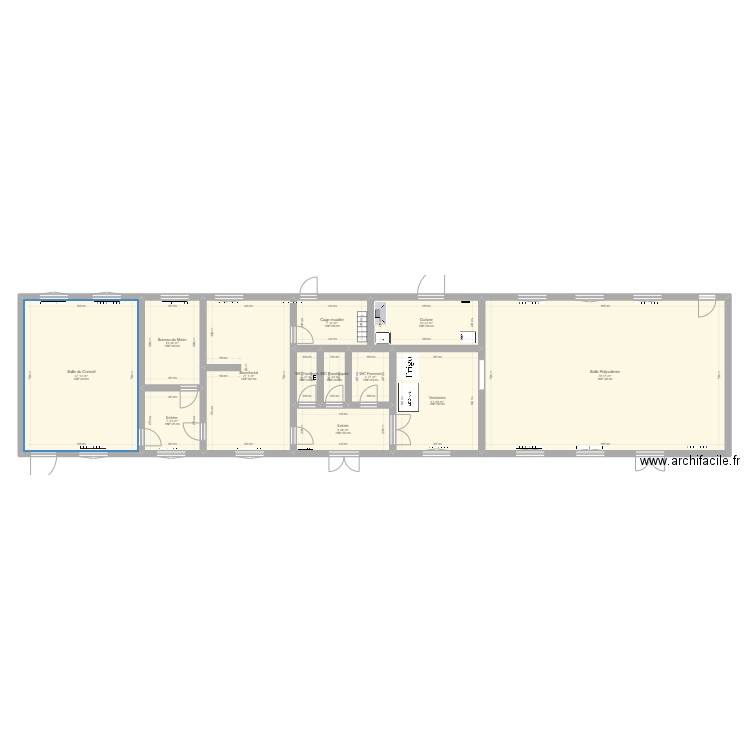 Rdc Mairie 2. Plan de 12 pièces et 213 m2