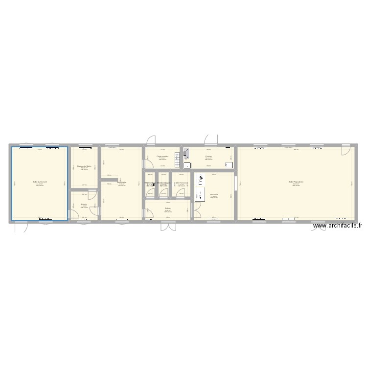 Rdc Mairie 2. Plan de 12 pièces et 213 m2