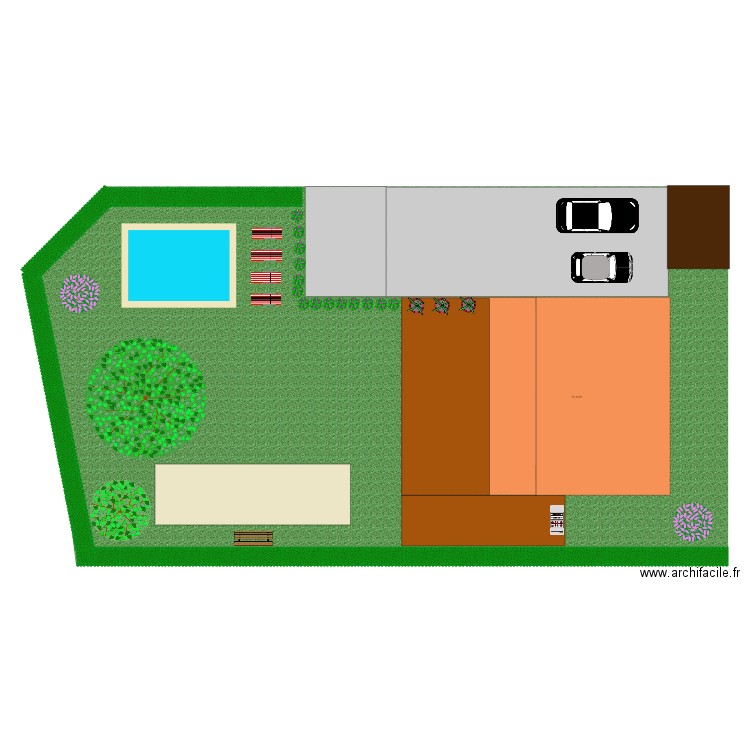 Projet St-Girons - aménagement extérieur V1. Plan de 1 pièce et 72 m2