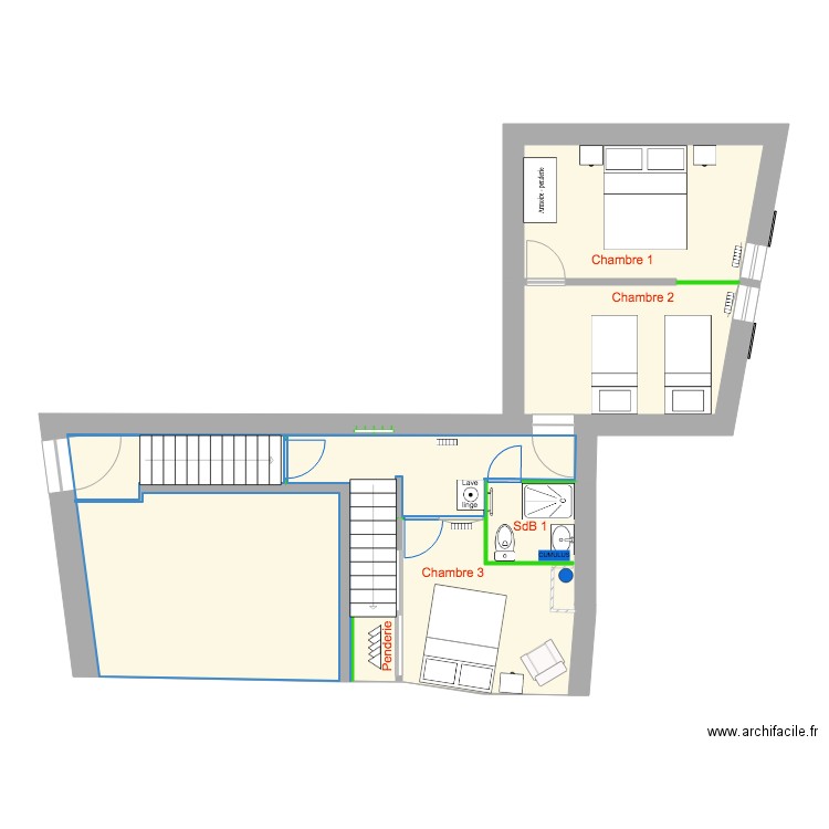 1ÉTAGE APRES TRAVAUX. Plan de 0 pièce et 0 m2