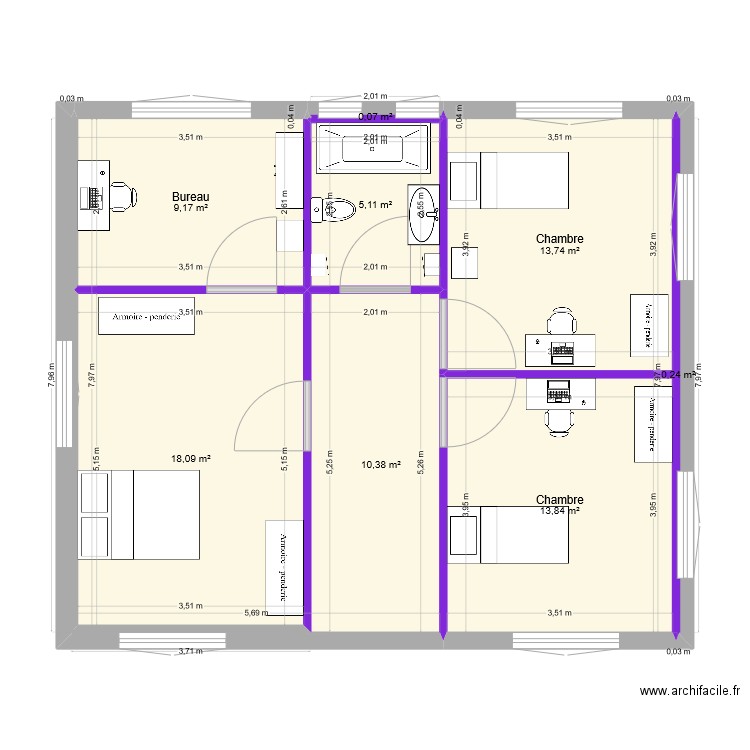 maison rougemont le château 2 Plan 8 pièces 72 m2 dessiné par Dadou1234