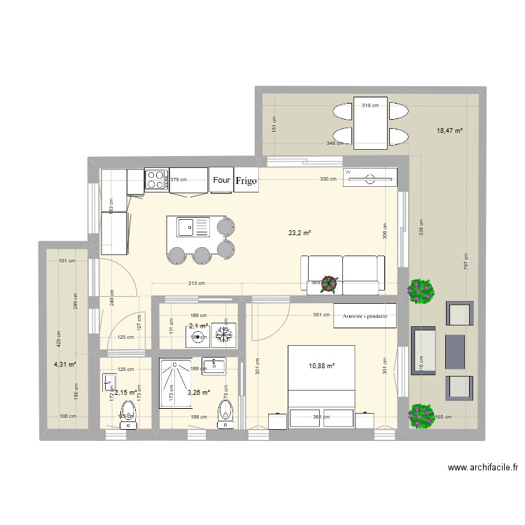 brindeau 10. Plan de 7 pièces et 64 m2