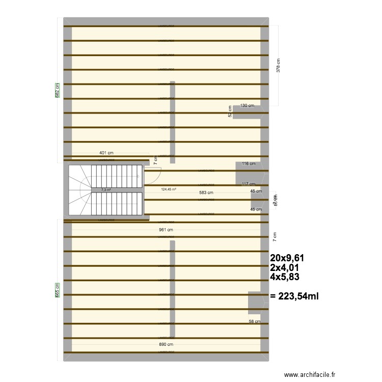 PLAN calepinage lambourdes / dalles. Plan de 2 pièces et 132 m2