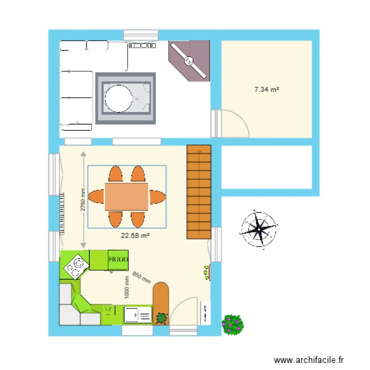 Gite coté cuisine salon 3. Plan de 0 pièce et 0 m2