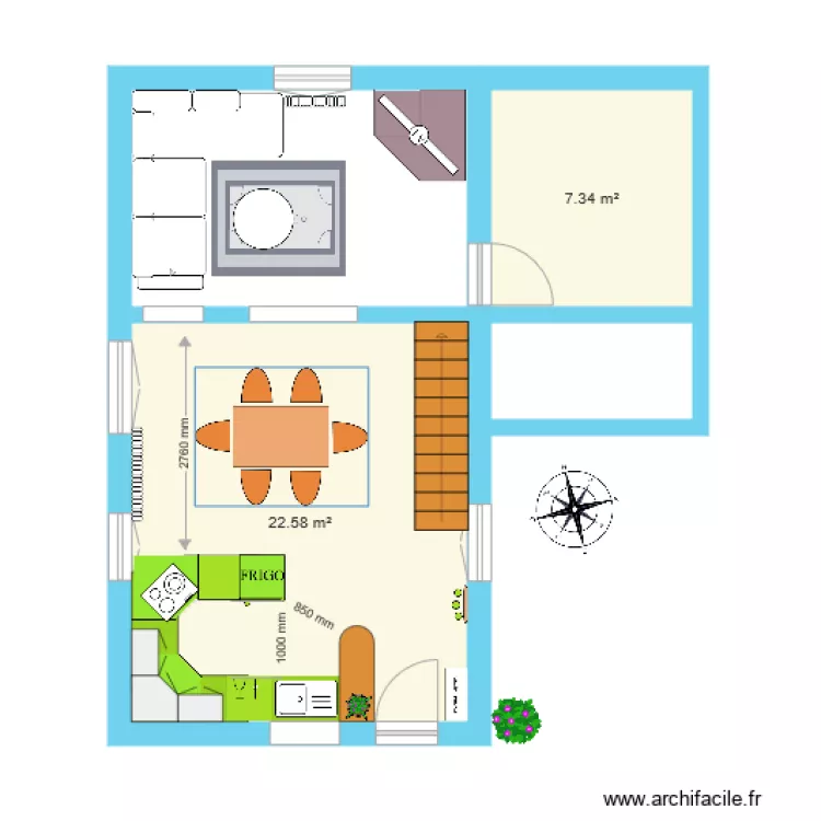 Gite cot&eacute; cuisine salon 3. Plan de 
