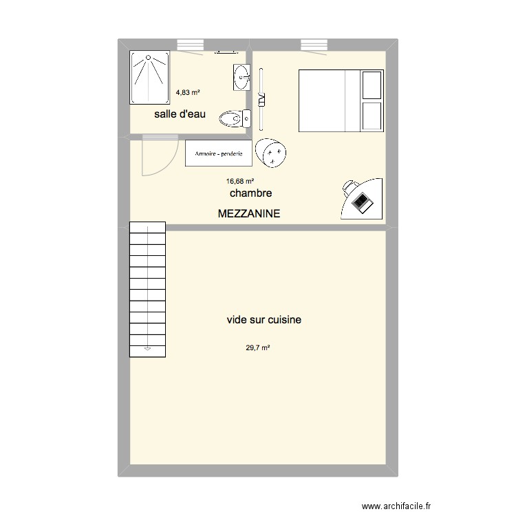 MEZZANINE CHASSY. Plan de 3 pièces et 51 m2