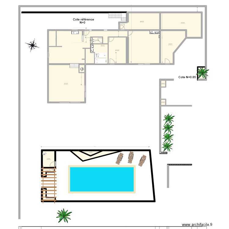 Barnouins 11 Piscine. Plan de 18 pièces et 203 m2