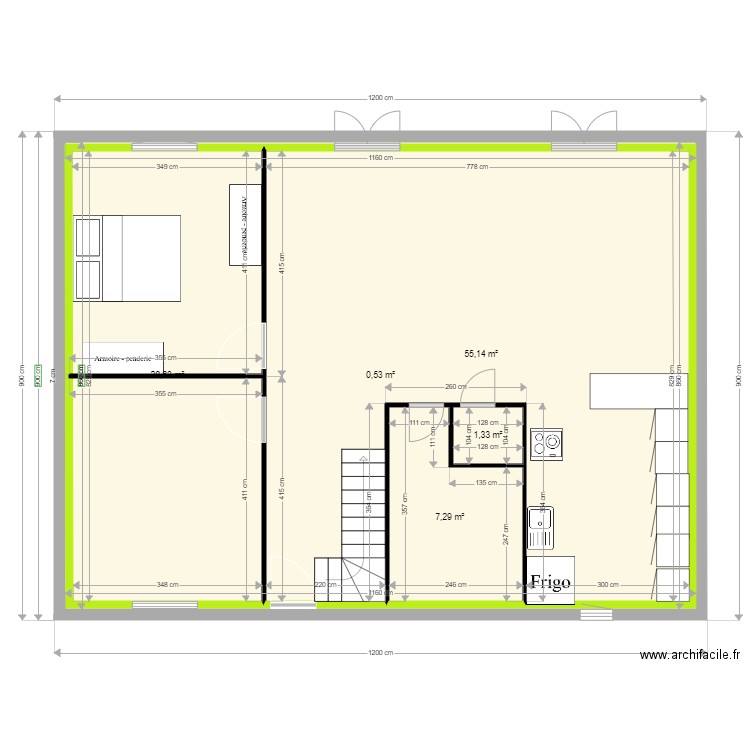 test2-1. Plan de 5 pièces et 192 m2