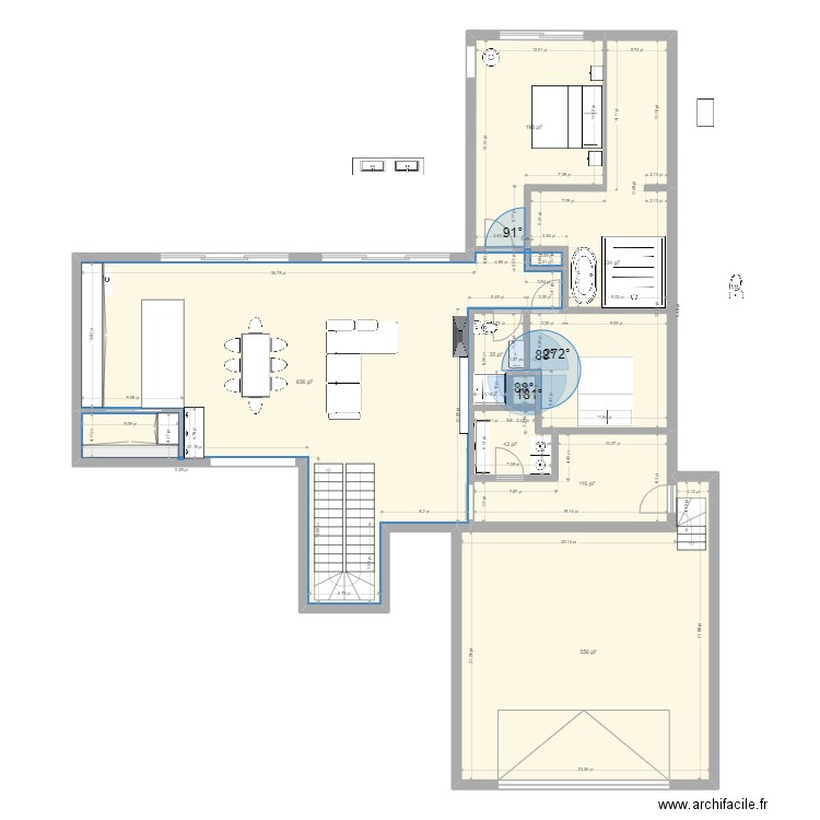 1er etage ruff. Plan de 8 pièces et 197 m2