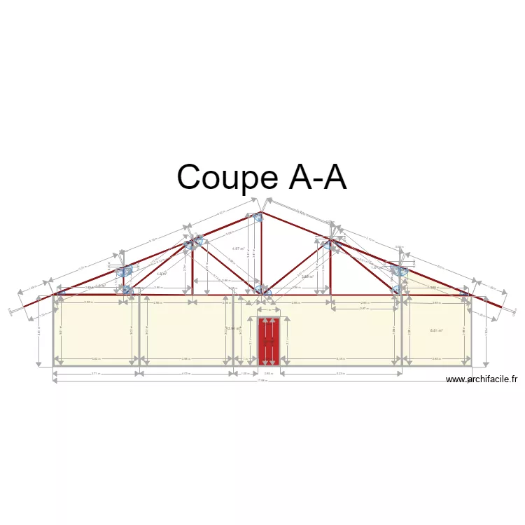 coupe AA. Plan de 