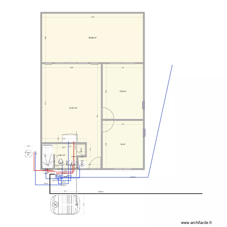Plan electrique. Plan de 5  et 94 m²