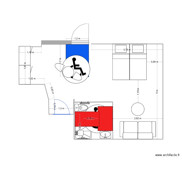 CHAMBRE AVEC SDB FAURE V2 A FAIRE VALIDER DDT (. Plan de 0 pièce et 0 m2